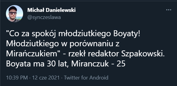 Dariusz Szpakowski o wieku Boyaty i Miranczuka... :D